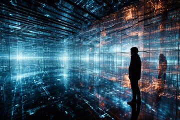Poster - A cyberspace filled with holographic data concept, AI generated