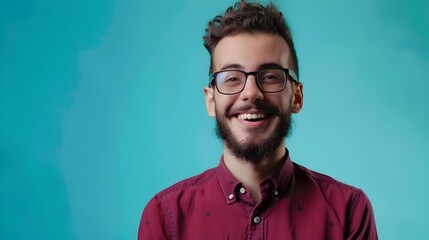 Sticker - Cheerful Young Professional Sales Engineer Smiling on Vibrant Backdrop