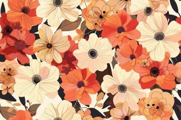 Wall Mural - Floral Bliss: Seamless Flower Patterns for Serene and Tranquil Designs