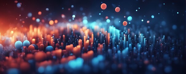 Digital background for advanced technological operations, neural networks, AI, data transmission, encryption, digital archives, audio and visual representations, scientific research and etc