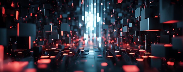 Digital background for advanced technological operations, neural networks, AI, data transmission, encryption, digital archives, audio and visual representations, scientific research and etc