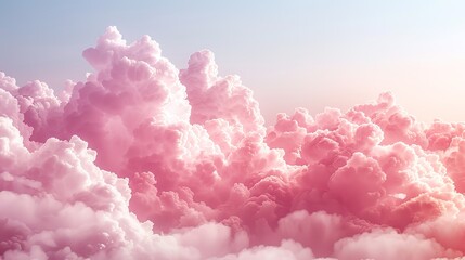 Poster - Pastel pink with whimsical cloud designs