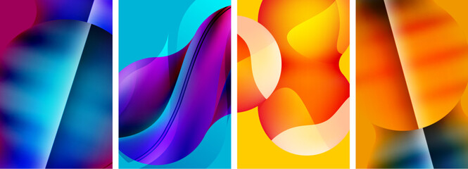 Aufkleber - Liquid abstract shapes with gradient colors. Abstract backgrounds for wallpaper, business card, cover, poster, banner, brochure, header, website