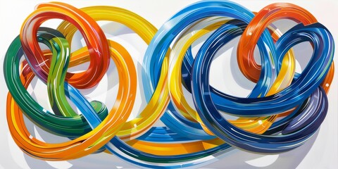 Leinwandbilder - Abstract colorful swirl pattern with dynamic shapes and vibrant colors, creating a lively and energetic artistic design that highlights modern creativity and fluid movement, Generative AI