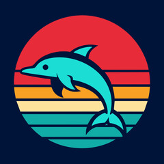 Wall Mural - Dolphin summer t-shirt design vector art illustration