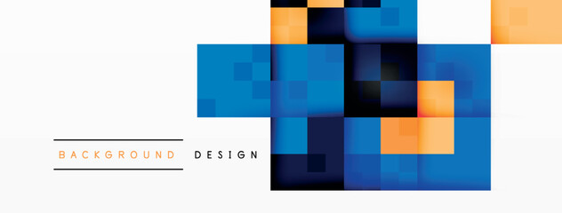 Aufkleber - An artistic depiction of blue and orange squares on a white backdrop suggests a vibrant and modern design aesthetic