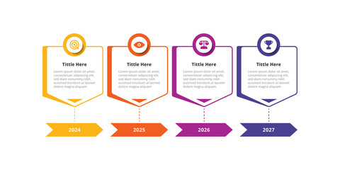 Wall Mural - Infographic design 4 steps point or option with icons. Infographic business concept Can be used for info graphics, flow charts, presentations, web sites, banners.