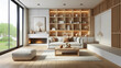 © mohdfaizal - Modern Minimalist Living Room with White Sofa and Fireplace