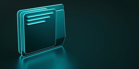Poster - Digital Folder: Glowing Cyber Data Storage and Network Information in a Modern, Technological Environment, Generative AI
