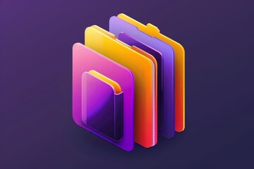 Poster - Futuristic Digital Folders: Glowing Neon Icons Representing Data Storage and Cyber Organization in a Modern, Technological Setting, Generative AI
