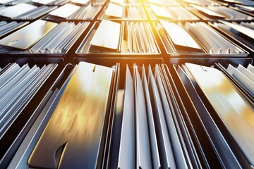Poster - Organized Files: Rows of Office Documents and Folders Neatly Arranged for Efficient Archiving and Information Management in a Business Environment, Generative AI