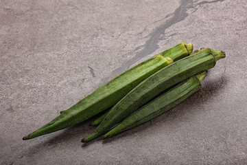 Green ripe tasty okra tropical vegetable