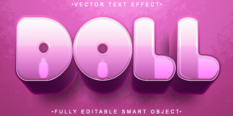 Poster - Pink Cute Doll Vector Fully Editable Smart Object Text Effect