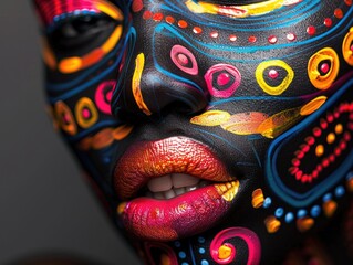 Close ups of African facial painting