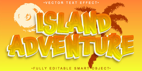 Wall Mural - Cartoon Orange Shiny Island Adventure Vector Fully Editable Smart Object Text Effect
