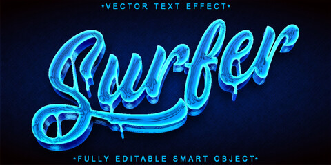 Poster - Fluid Water Surfer Vector Fully Editable Smart Object Text Effect