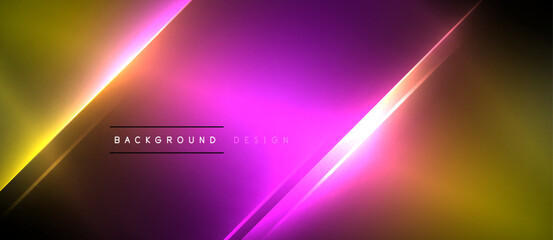 Leinwandbilder - Neon dynamic diagonal light rays background. Techno digital geometric concept design for wallpaper, banner, presentation, background
