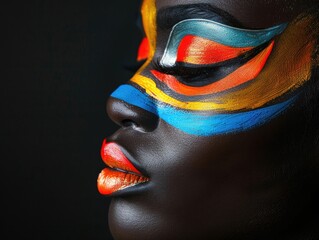 Wall Mural - Close ups of African facial painting