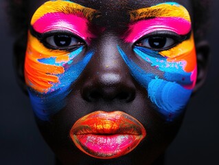 Wall Mural - Close ups of African facial painting