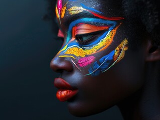 Wall Mural - Close ups of African facial painting