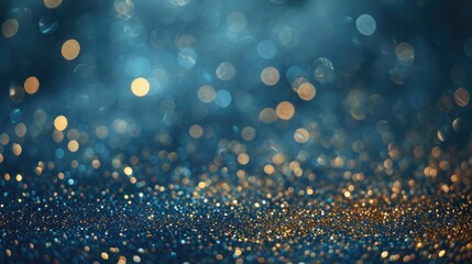Poster - blue background with golden glitter, Golden glitter image