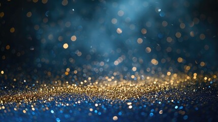 Poster - blue background with golden glitter, Golden glitter image