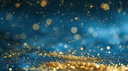 Poster - blue background with golden glitter, Golden glitter image