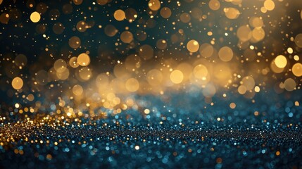 Poster - blue background with golden glitter, Golden glitter image