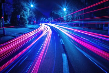 Aufkleber - Dynamic neon car trails background