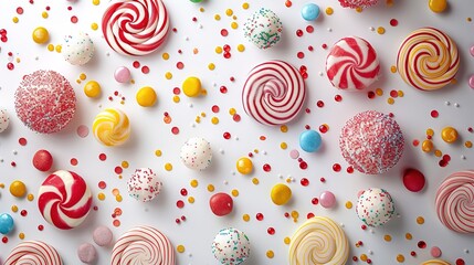 Wall Mural - Sweet candy-themed abstract shapes on a white background