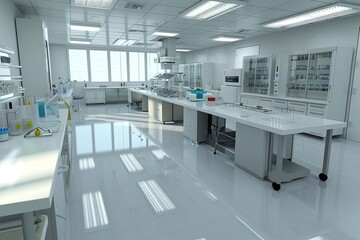 Aufkleber - Render a 3D model of a molecular biology laboratory
