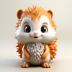 Wall Mural - Cute cartoon hedgehog on a white background. 3d rendering