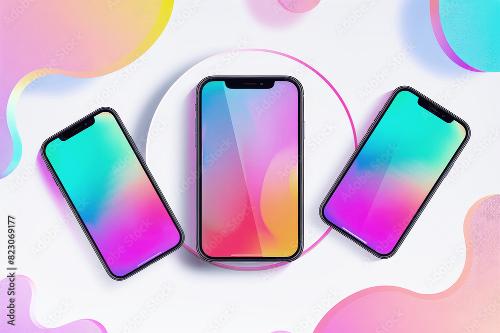 Two sleek Phones resting side by side on a modern table. Mockup for ...