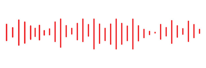 Pixel stereo waveform. Audio music sound wave. Audio spectrum. Equalizer, vibration, soundwave, voice on white background.