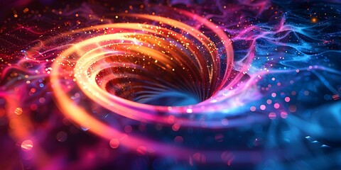 Poster - Radiant Vortex of Captivating Chromatic Energies Futuristic Digital Abstract Background with Swirling Luminescent Waves
