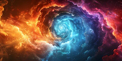 Poster - Cosmic Explosion of Colorful Spiraling Energy Waves in the Interstellar Void