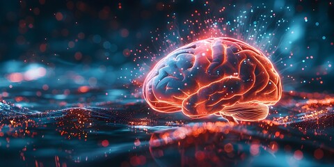 Poster - Illuminated Medical Hologram of the Brain Showcasing Neural Network Dynamics in Clinical Trials