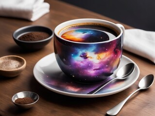 Wall Mural - Galaxies and stars on a coffee mug
