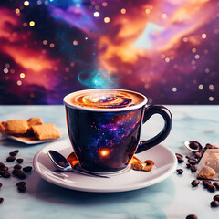 Wall Mural - Galaxies and stars on a coffee mug