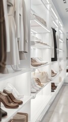 Wall Mural - A white closet with shelves full of shoes and clothes