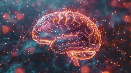 Poster - brain anatomy. human brain animation. neuronal activity in the human brain. science showing the huma