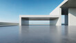 © nuchao - 3d render of abstract modern architecture with empty concrete floor, car presentation background.
