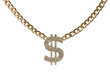 © rangizzz - Necklace of dollar symbol with golden chain isolated on transparent background, png file