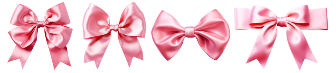 Wall Mural - pink bow ribbon png element set on transparent background