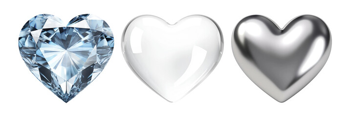 Wall Mural - 3d hearts png element set on transparent background
