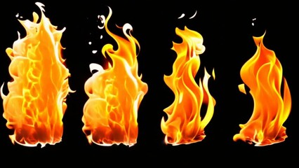 Poster - Fires in various shapes with realistic flames