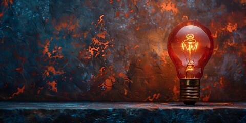 Wall Mural - Glowing Incandescent Bulb as Symbol of Creativity and Innovation in Fine Art Photography