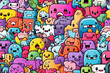 © hamzahalderad - Seamless pattern with cool colors and funny doodles, high-quality and ready for print