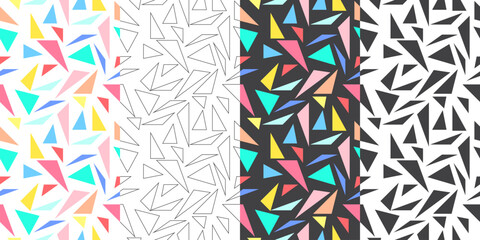 Poster - Colorful triangle confetti pieces seamless pattern vector background