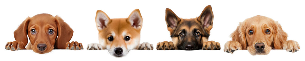 Wall Mural - Peeking dogs png on transparent background